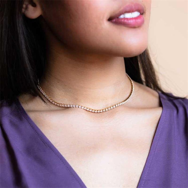 

Zircon claw clavicle chain 18K gold color protection minimalist Jewelry Wedding Banquet lover design Charm, Silver
