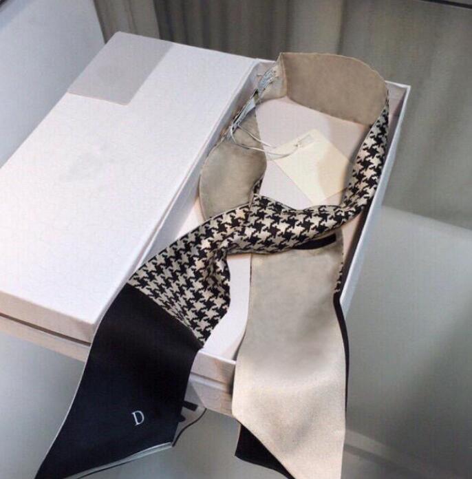 

Original Letters Print Handbag Silk Scarves Bags Handles Tied Bag Ribbon Small Scarf Women Headband Fashion Decoration Neckerchief Streamer, Blue;gray