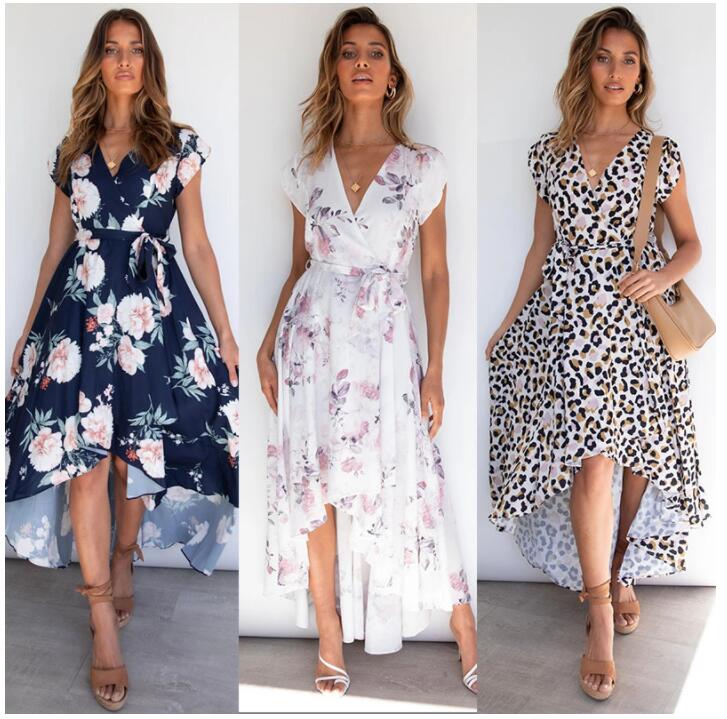 

Dress matching shoes 3-color Street casual sexy slim charming V-neck knee length women' temperament irregular print skirt lady clothing apparel, Pink