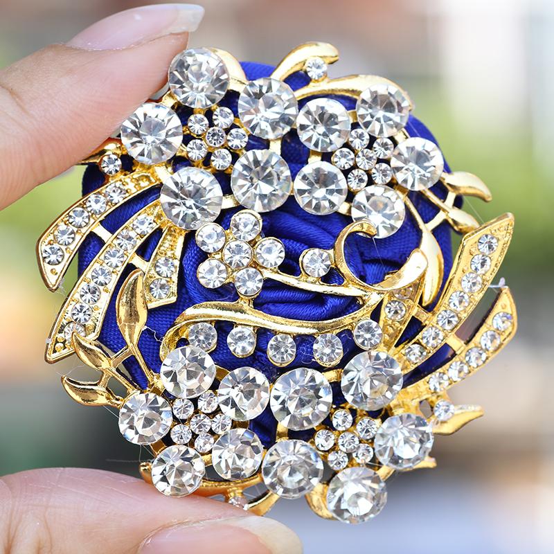 

Decorative Flowers & Wreaths Bridesmaid Wedding Wrist Flower Luxury Full Diamond Handmade Groomsman Corsage Men's Business Clothing Accessor, White