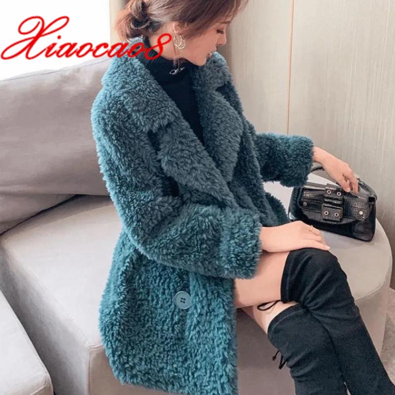 

Women's Jackets 2021 Fashion Lambswool Jacket Solid Double Breasted Long Sleeve Veste Femme Oversized Outerwear Office Lady Coat, Black;brown