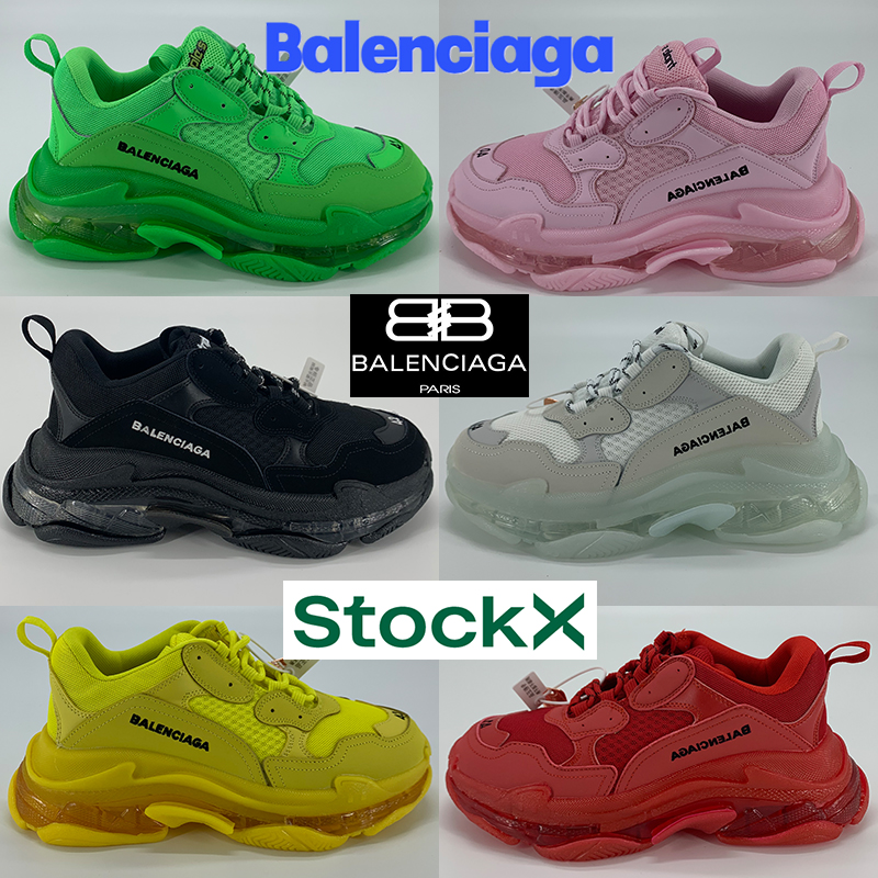 

Balenciaga Fashion men women Casual Dad Shoes neon green Triple-S Designer Sneakers Tripler Black Pink Crystal clear sole Bottom Paris Platform Luxury Chaussures, 27 shoe box