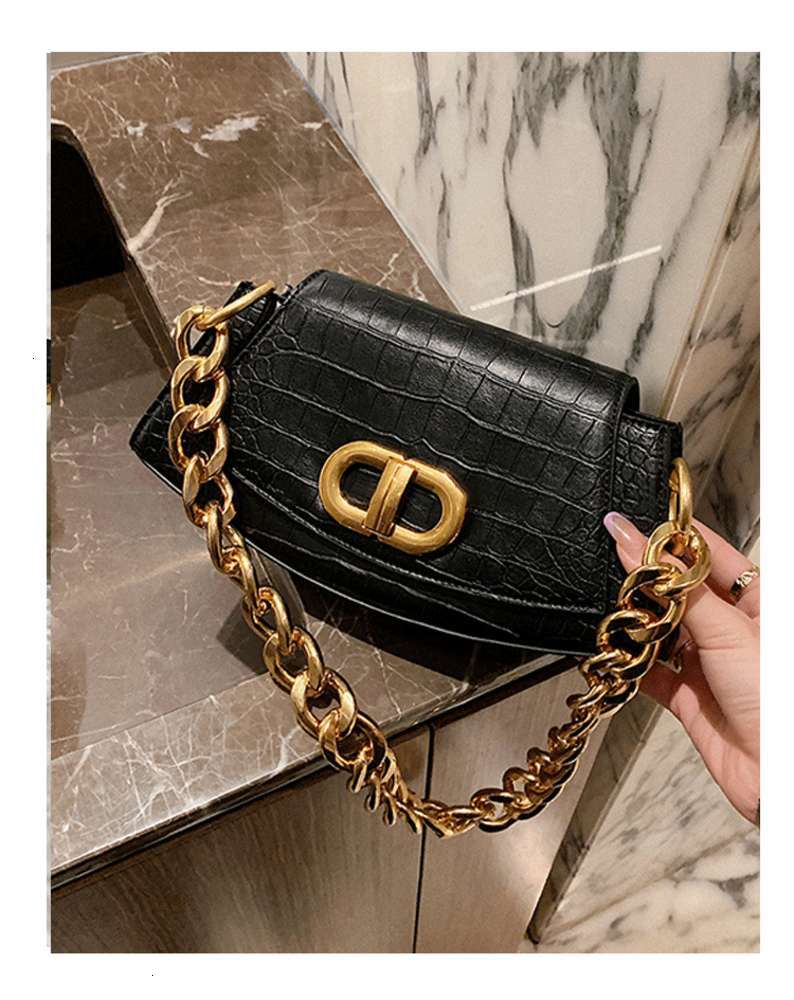 

bag Alligator Design Shoulder Messenger Bags for Women Top Quality Fashion Crossbody Bag Women's Chains Hobos, Black