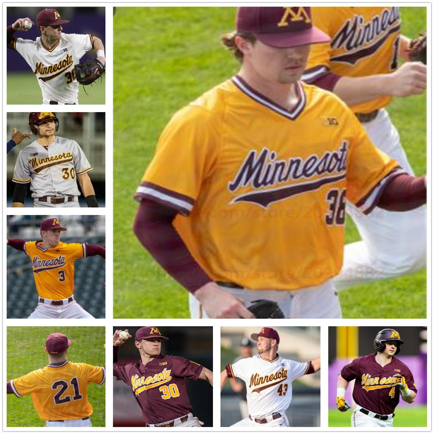 

Minnesota Golden Gophers Baseball Jack Wassel winfield Drew Stahl Andrew Wilhite Ronald Sweeny Custom Any Name Number Men Youth Kid Jersey, Orange