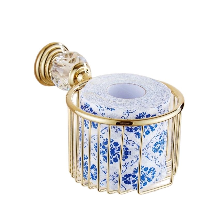 

Paper Holders Gold Crystal Wall Mounted Bathroom Accessories Toilet tissue basket Black