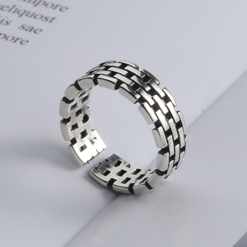 

Cluster Rings Vintage For Women Simple Trend Silver Color Adjustable Watchband Strap Rock Ring Men Fashion Hip Hop Jewelry KBR090, Golden;silver