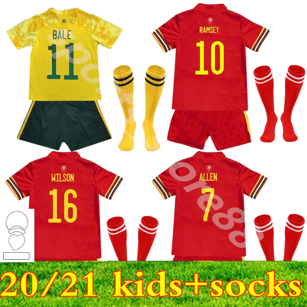 

2021 kids kit youth wales soccer jerseys National Team HOME away BALE JAMES RAMSEY child maillot de football shirts ALLEN Camiseta futol Uniform, Colour 1
