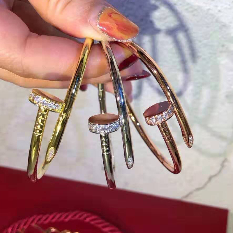 

lovers bracelet women stainless steel couple Cuff bangle open nails in hands Christmas gifts for girls accessories wholesale
