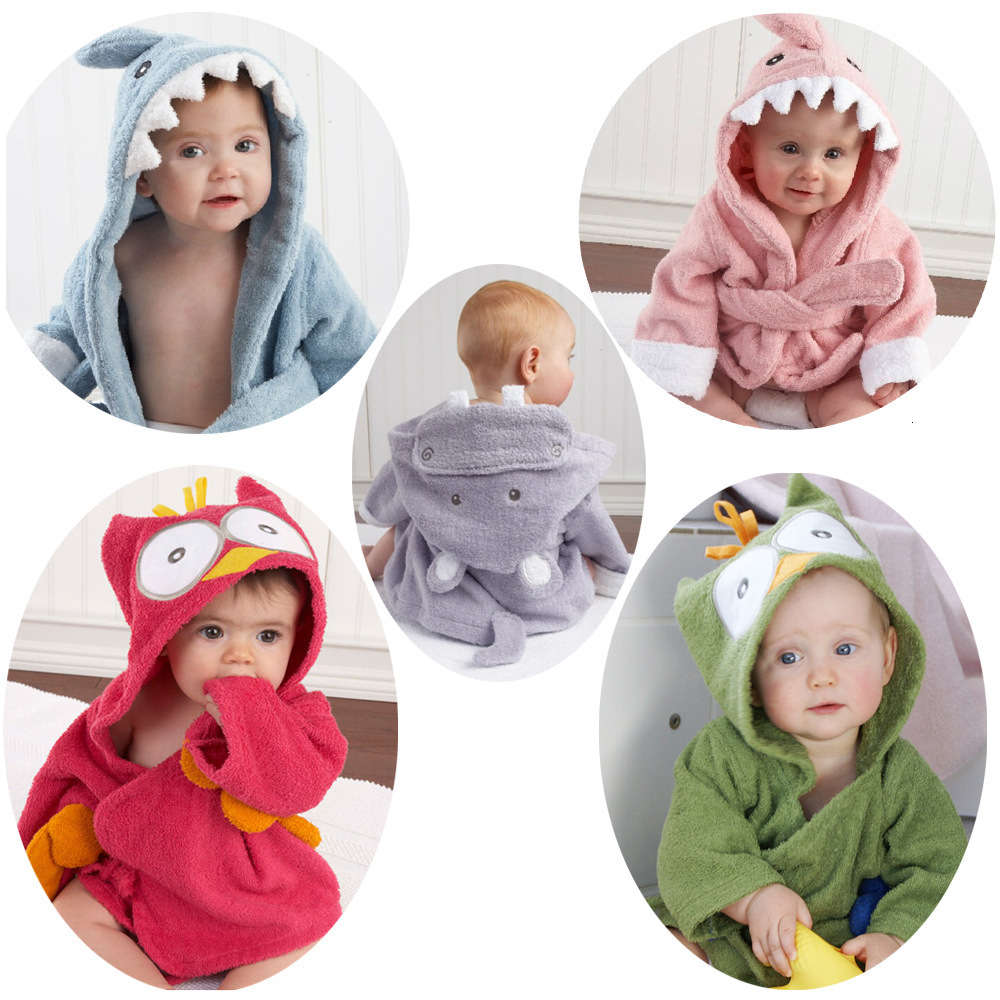 

Baby home clothes cute cartoon animal bathrobe Cotton Hooded