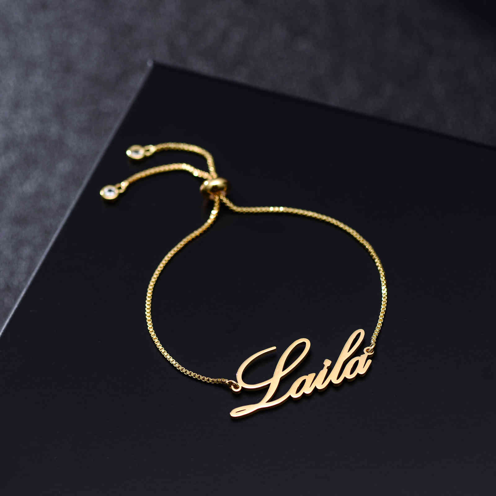 

Personalized Custom Kids Necklac and Bracelets Adjustable Box Chains Baby Name Bracelets