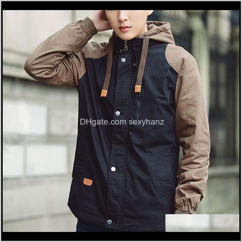 

Jackets Outerwear & Coats Mens Clothing Apparel Drop Delivery 2021 Men Spring Autumn Hooded Coat Casual Outwear Long Sleeve Contrast Color Ca, Navy