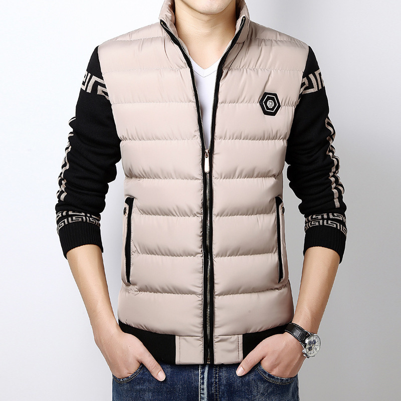

Men's Down & Parkas Winter Jacket Korean Style Slim-fit Plus Veet Cotton Knitted Sleeve LY999 DBAI, Black