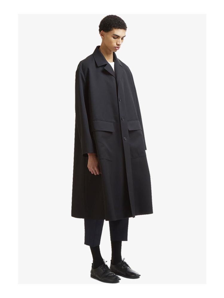 

Men' Trench Coats Super Loose Large Size Long Work Outfit Simple Windbreaker Casual Pocket Coat, Black
