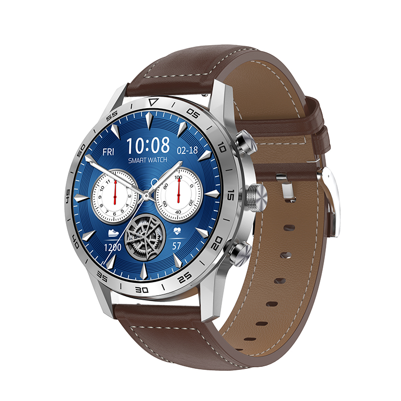 

NEW 2021 Wireless Charging Smart Watch Mens Smartwatch IP68 Waterproof Watches Fitness Bracelet For Android Apple Huawei Xiaomig, Brown-leather strap