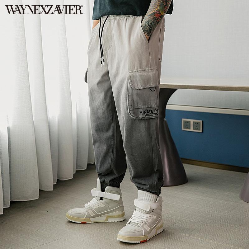 

Men's Jeans WAYNEXZAVIER Winter Cotton Baggy Oversize Cargo Pants Men Multi-pocket Loose Fashion Trousers For Clothing, Gray