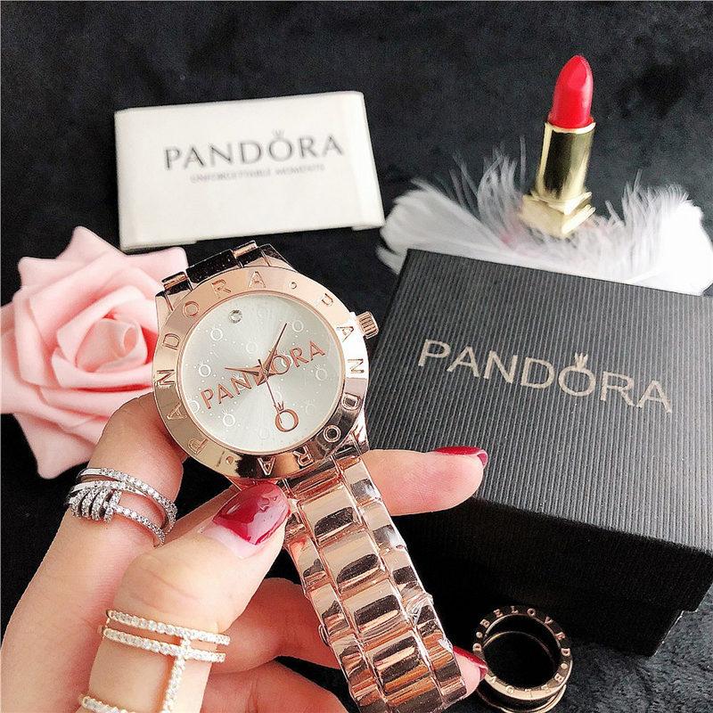 

Pan gold watch womens mens watches fashion dress Multi-Color dial stainless steel strap quartz movement 5 colors ca, Slivery;brown