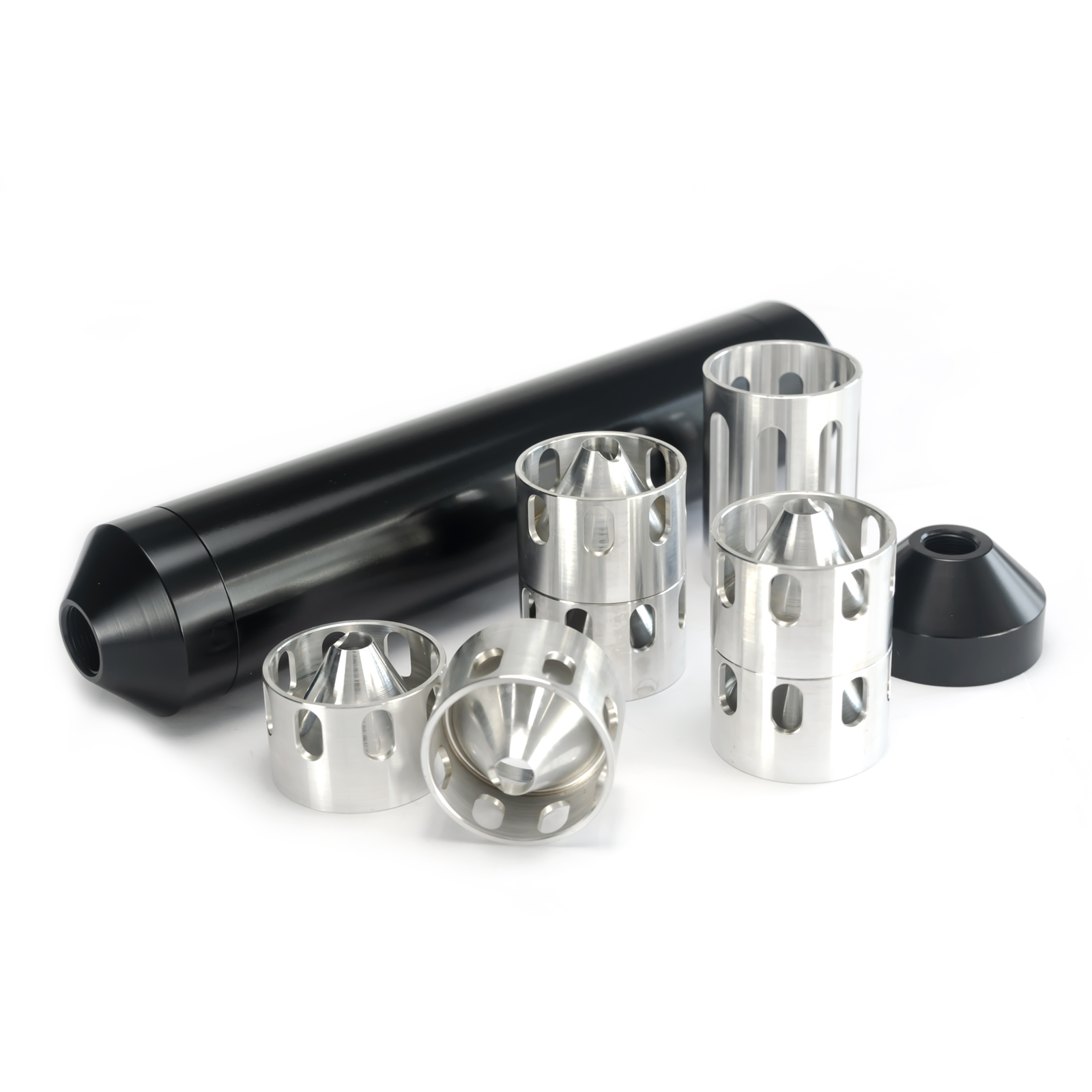 

Fuel Filter 8.6"L 1.7"OD Aluminum Ring Style Solvent Cleaning Tube Adapter Thick Wall 5/8x24 and 1/2x28 End Cap For Airsoft AR15 S&W