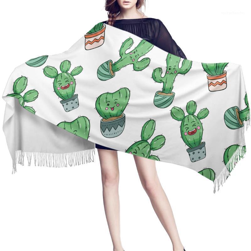 

Scarves Succulents Cacti Cashmere Women Scarf Warm Shawl Head Neck Long Winter For Ladies