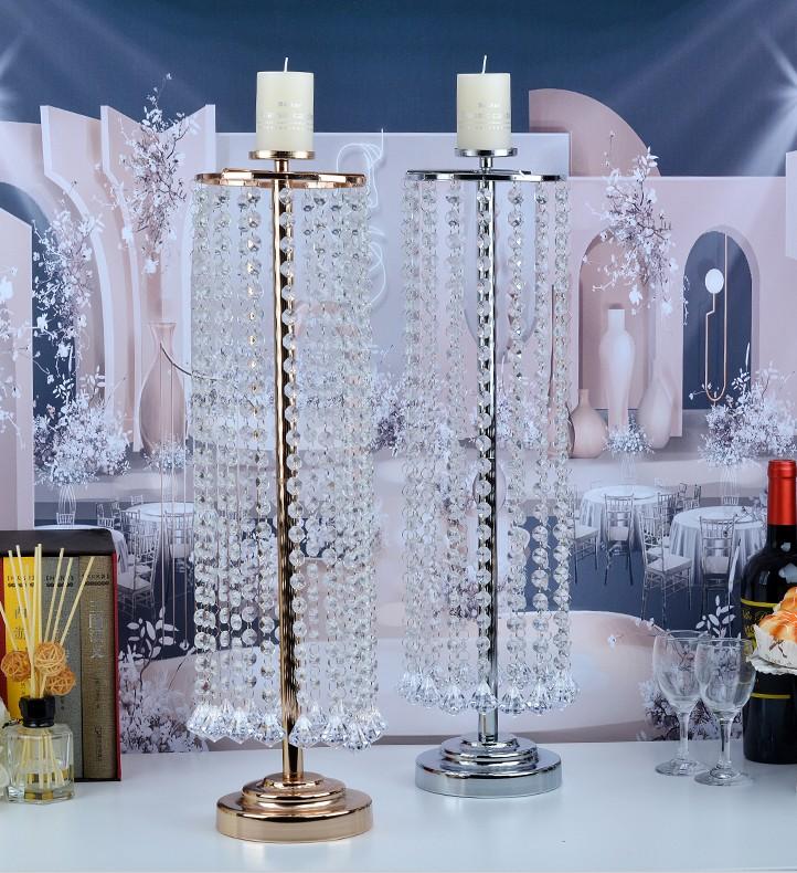 

Candle Holders Long Crystal Pillar Holder Column Candlesticks Wedding Table Centerpieces Floral Display Iron Rack Party Backdrops Decor