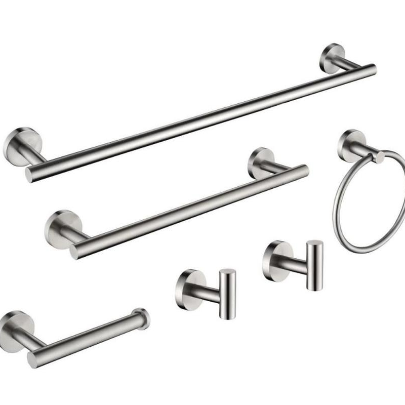 

6-piece Stainless Steel Bathroom Towel Rack Set Wall-mounted-silver Hanging Towel Rack Bathroom Toilet Towel Hanging