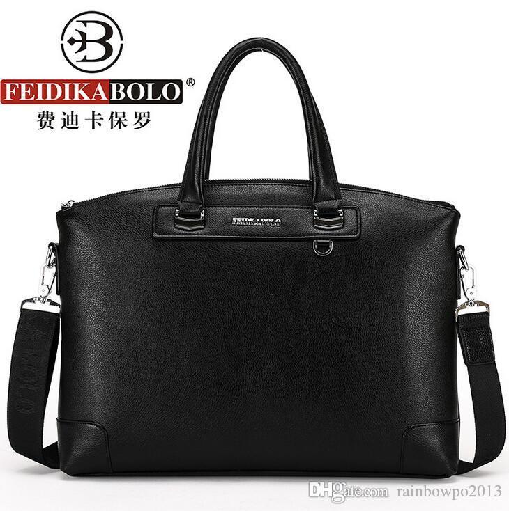 

Factory wholesale men bag leather bags fashion simple portable multifunctional embossed leathers briefcase embosseds handbag exquisite busin, Black