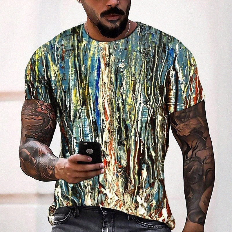 T-shirt Tee T-shirt 3D Impression graphique col rond décontracté quotidien quotidien 3D imprimé à manches courtes Haut de mode Cool Confortable C
