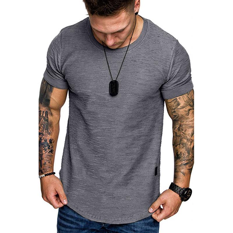 

Men' T-Shirts T-shirt Casual Sports Solid Color Round Neck Hoodless Slubby Cotton Plus Size Bottoming Shirt, White