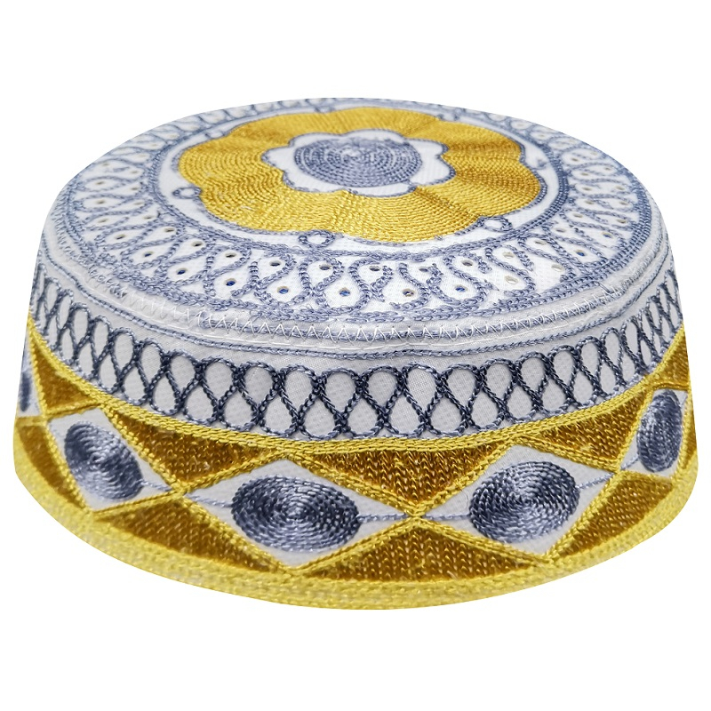 

Men Arab Caps Kidouch Yellow Gray Islamique Chapeau Hats Muslim Nigerian Traditional Gorro Turco, White