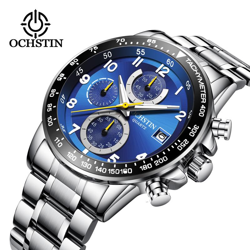 

Wristwatches Relogio Masculino OCHSTIN 2021 Luxury Solid Full Steel Sport Waterproof Watch Men Fashion Chronograph Quartz Business Male, Slivery;brown