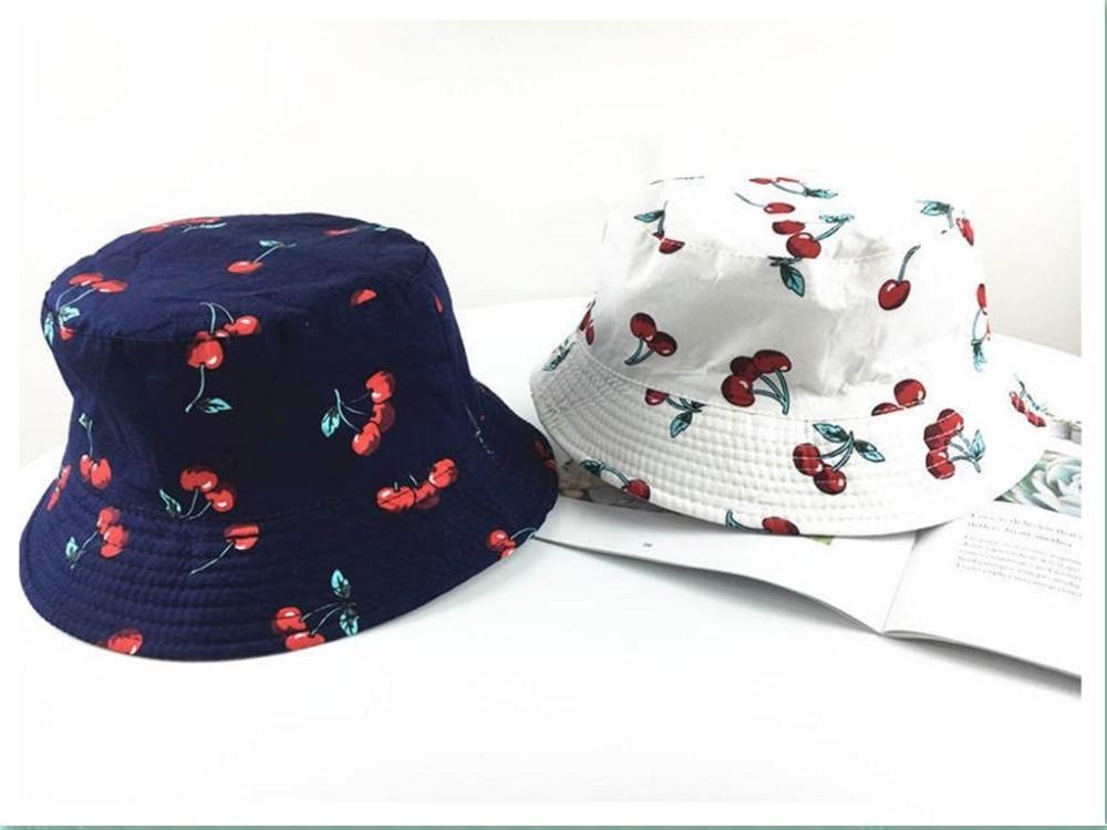 

Cloches LDSLYJR 2021 Cotton Cherry Print Bucket Hat Fisherman Outdoor Travel Sun Cap Hats For Men And Women 519, Black