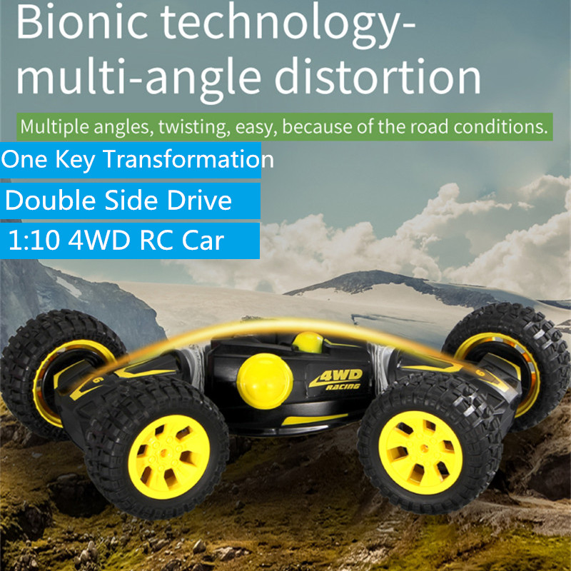 

110 2.4Ghz 4WD Remote Control Car RC Stunt Car One Key Transformation Double Sided Flip cross-country Drive climbing car toy
