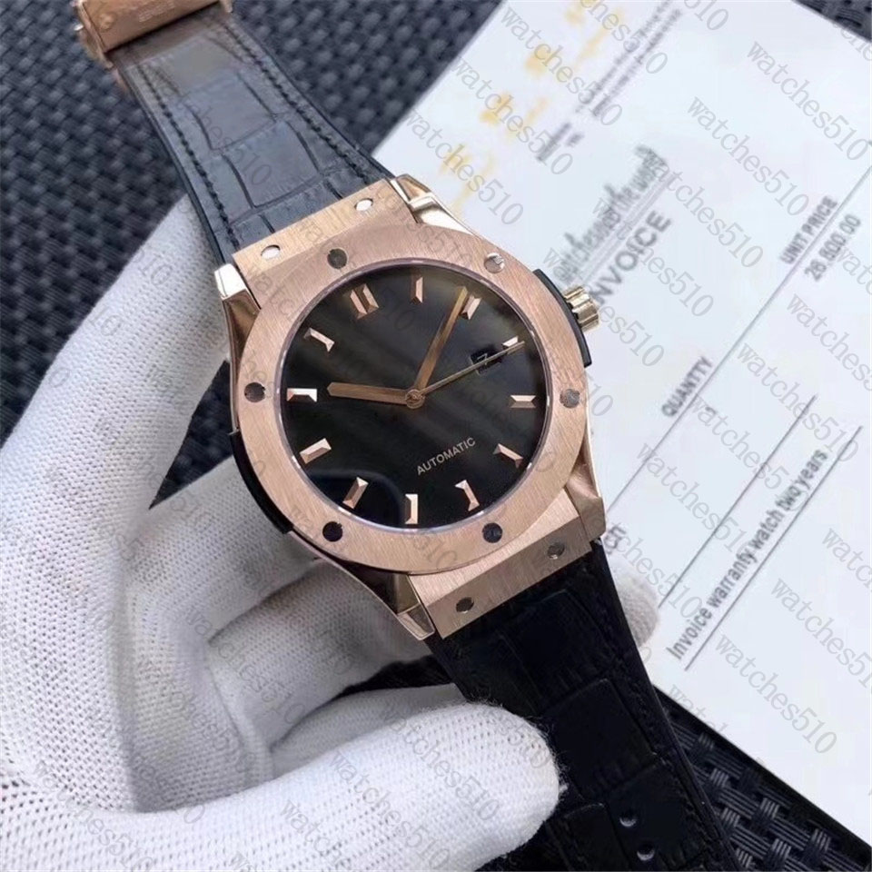 

Luxury AAA quality mens 42mm watches leather belt automatic mechanical movements fashion waterproof calendar watch for men, Color 1