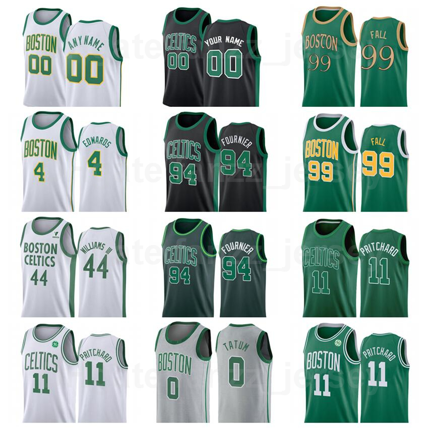 

Screen Print Basketball Evan Fournier Jersey 94 Payton Pritchard 11 Robert Williams III 44 Tristan Thompson 13 Carsen Edwards 4 Tacko Fall 99, Black;red