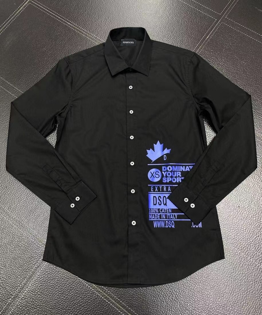 

DSQ PHANTOM TURTLE SHIRTS Mens Designer Shirts Brand Clothing Men Long Sleeve Dress Shirt Hip Hop Style High Quality Cotton 841764, White