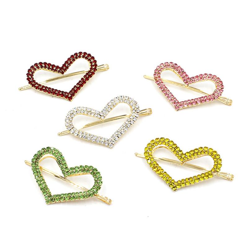 

Hair Clips & Barrettes Fashion Heart Round Shape Rhinestone For Women Hairpins Shiny Crystal Accessories Gifts, Golden;silver