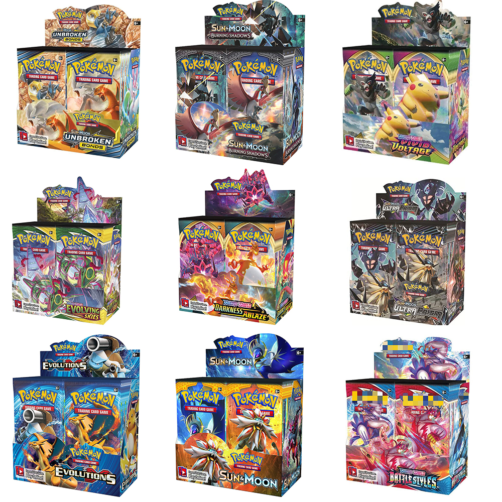 

324 pcs Pokmon Cards TCG XY Evolutions Booster Display Box (36 Packs) Game Kids Collection Toys Gift card game board game