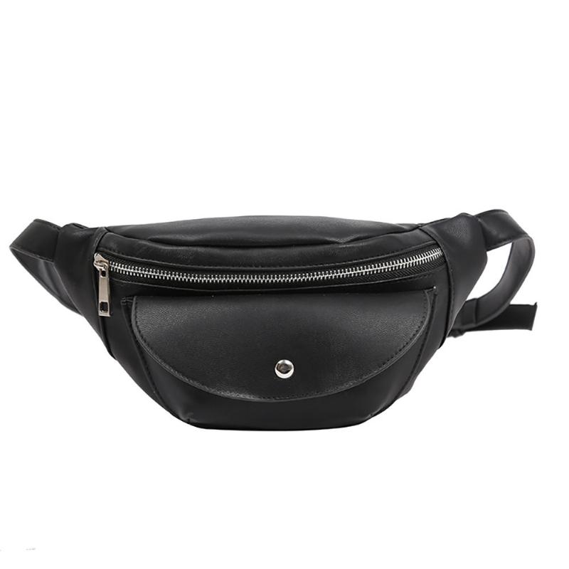 

Waist Bags Women Chest Fashion Chain Leather Messenger Bag Shoulder Female Large Capacity Zipper Phone Money Packs #30, Black