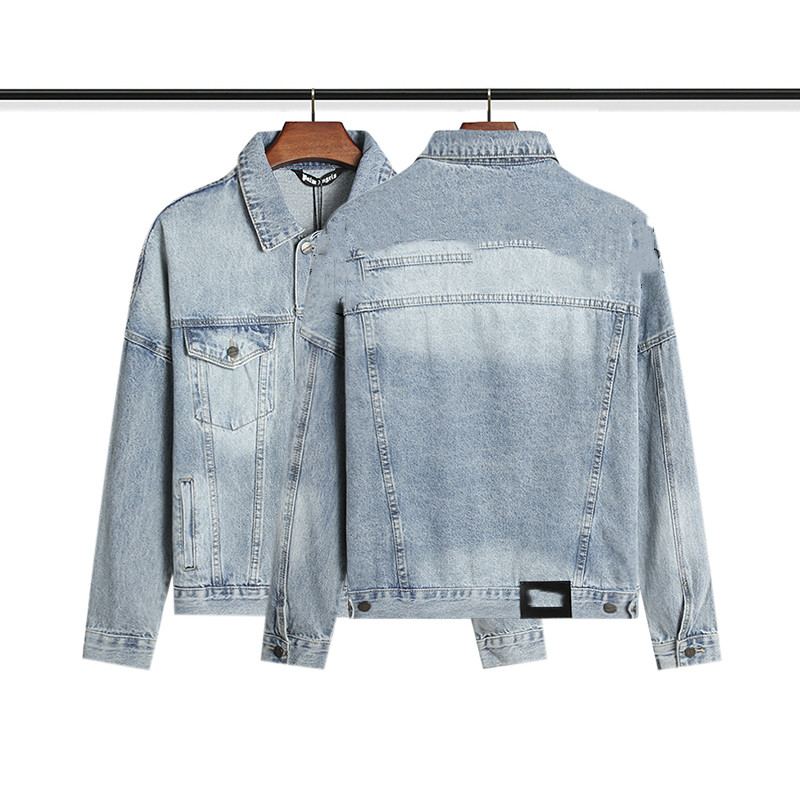 

Designer palm womens mens jeans jackets outwear coats jean long sleeve hip hop Streetwear denim cowboy women men blue patchwork pockets buttons, Customize