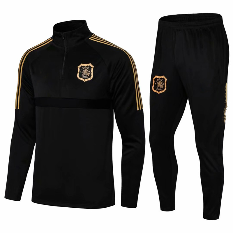 

21 22 AIK soccer jerseys 130 Years training suit set Black golden Men's sportswear football tracksuit jacket