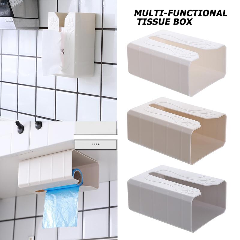 

Toilet Paper Holders Wall Mounted Holder Kitchen Tissue Box Punch-free Napkin Case Storage Organizer Dispenser