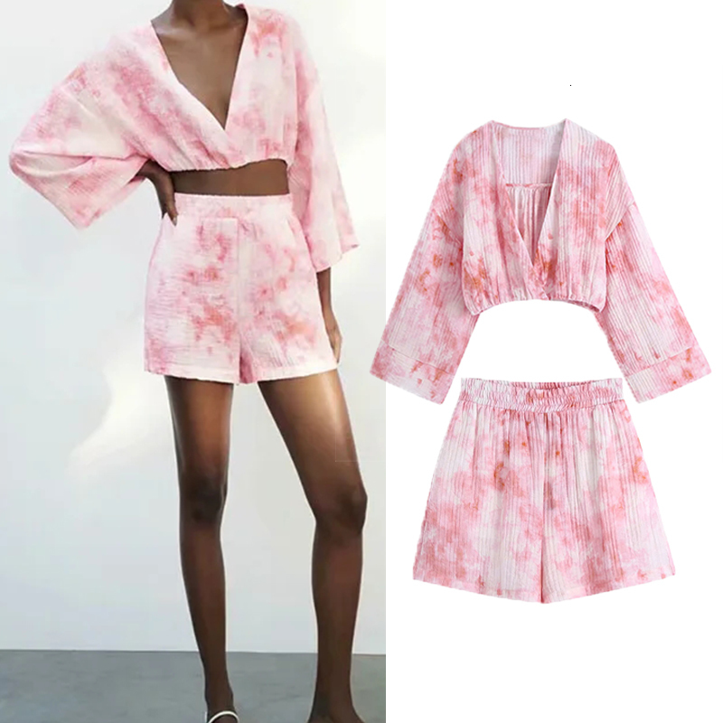 

Women's Down & Parkas 2021 clothing Autumn Winter Pant Suit tie dye color Short top street Wear Suits Female Se P7WQ, Black