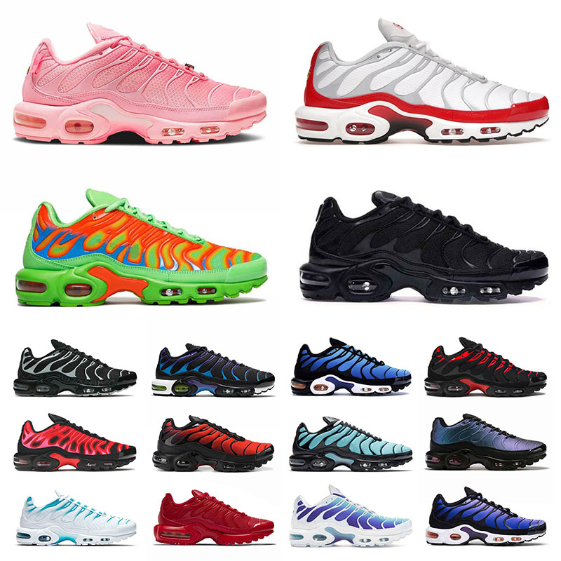 

Men Women Tn Plus SE Running Shoes Big Size Us 12 Professional Sports Trainers Tns Sneakers Triple Black White Blue Fury Sup Fire Pink Off Mean Green Miami Vice Eur 36-46, 40-46 triple white leather