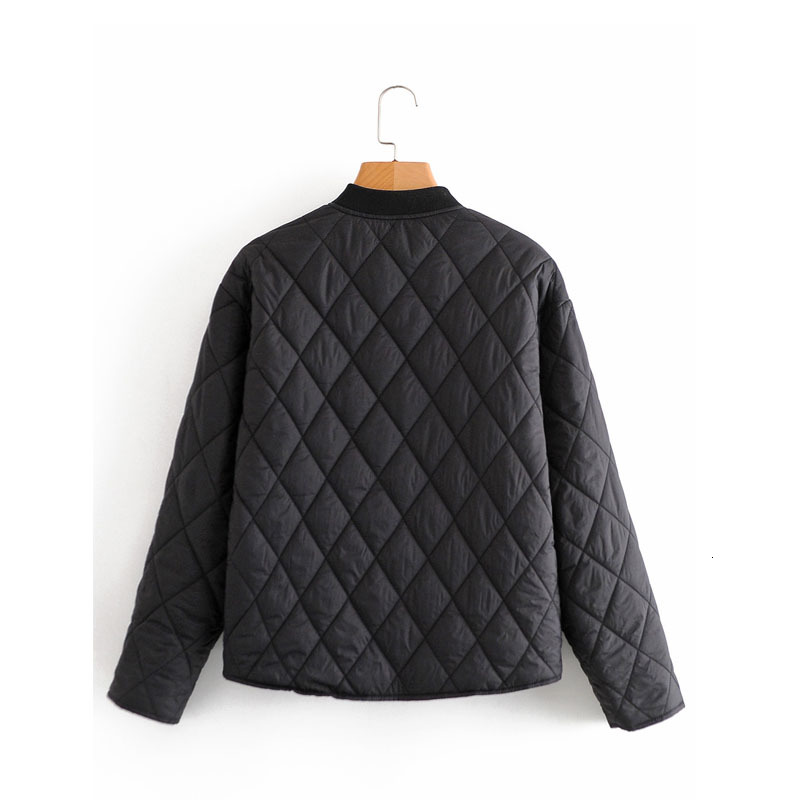 

downs Black Stand Collar Prismatic Long Sleeve Simple Single-breasted Keep Warm Female Coat Harajuku Wild Fashion Chic Women's Jacket