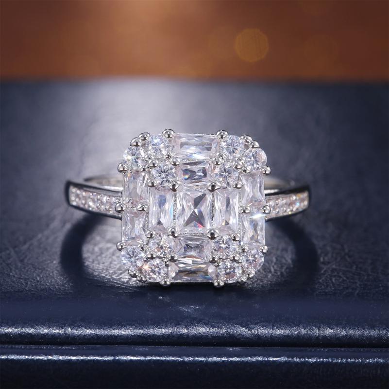 Wedding Rings CAOSHI Luxury Cubic Zirconia Paved Full Ring Square Band For Women Fashion Style Dazzling Gift High Quality In Stock-image-704978953