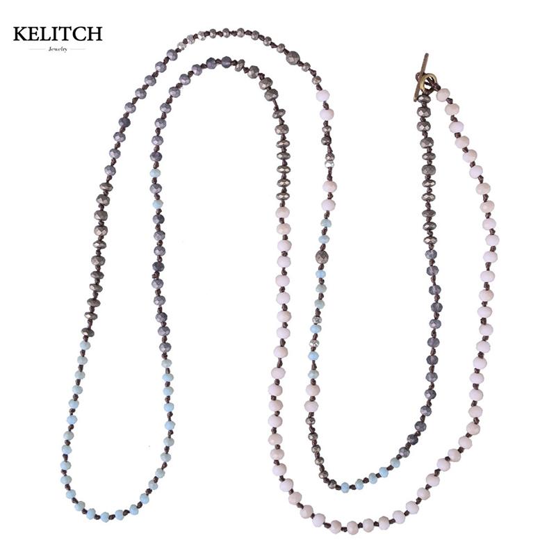 

Pendant Necklaces KELITCH 2021 Vintage Women 4MM Beaded Necklace Boho Crystal Shining Jewelry Gothic Accessories Friends