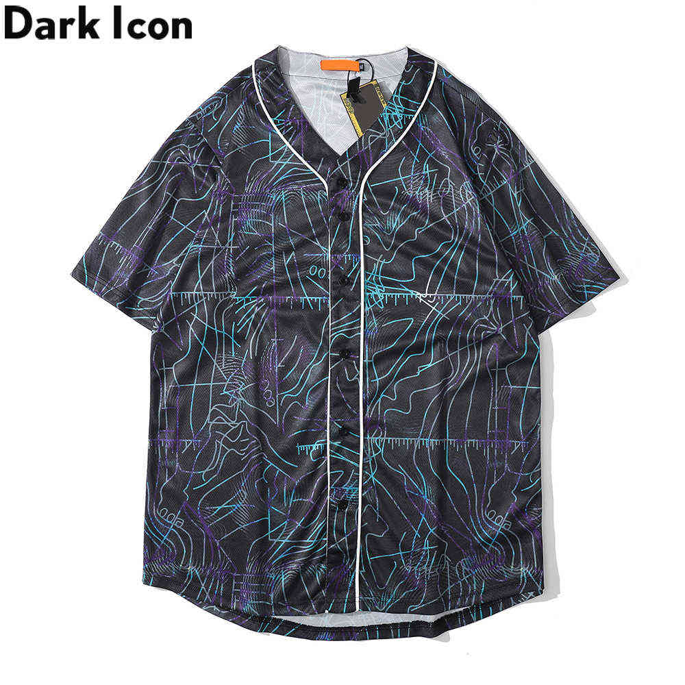 

Full Printing Hip Hop Baseball Shirt Summer Outerwear Men's Shirt 210603, Black
