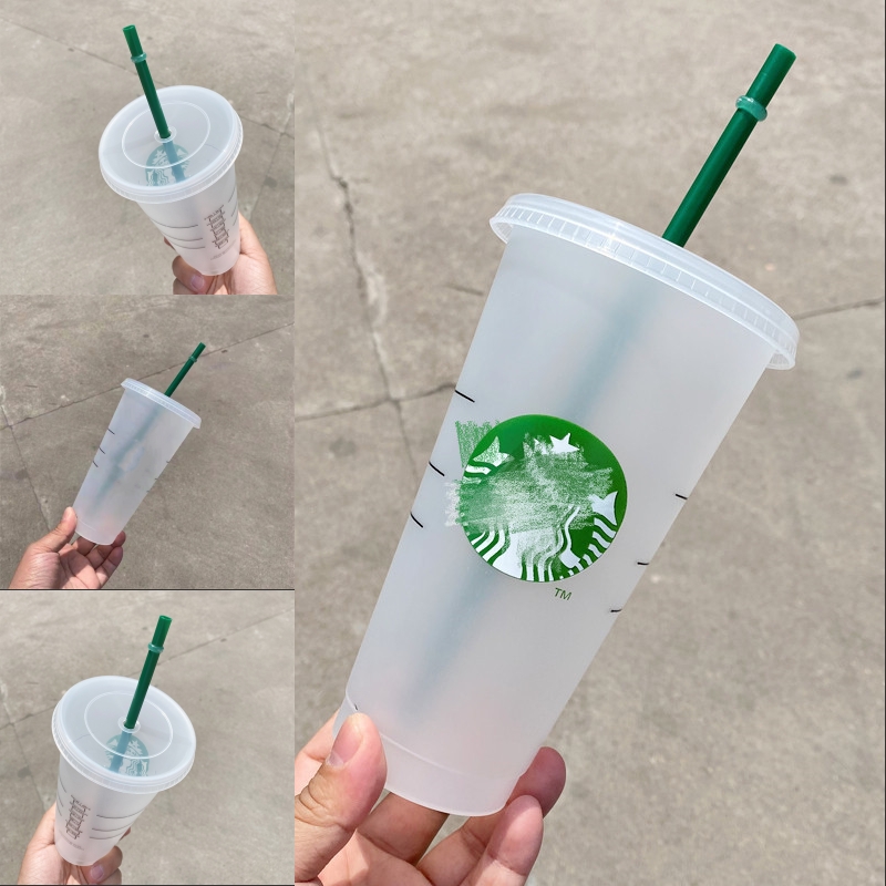 

Starbucks Mermaid Goddess 24oz/710ml Plastic Tumbler Reusable Clear Drinking Flat Bottom Cups Pillar Shape Lid Straw Mugs Bardian 4474 Q2