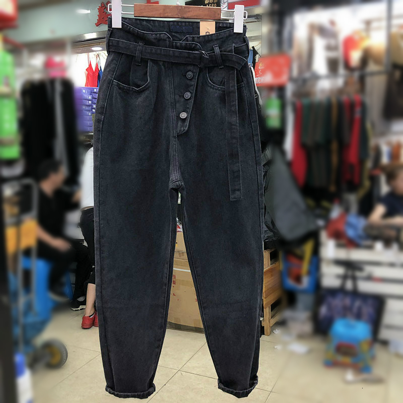 

Vintage High Waist Jeans Woman 2021 Boyfriend Jeans For Women Mom Jeans Streetwear Harem Denim Pants Female Trousers Plus Size, Black