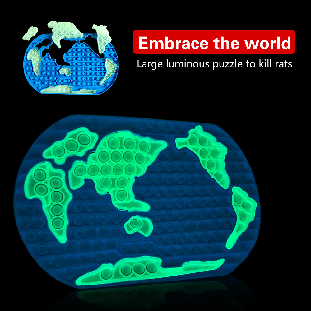 

50PCS/DHL Jumbo Large Giant 30CM Fidget Toys Glow in the Dark World Map Sensory Push Board Blocks Antistress TH2875
