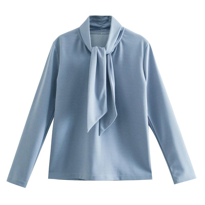 

Women's Blouses & Shirts Women 2022 Fashion Temperament Thin Vintage Bow Tied Collar Long Sleeve Female Streetwear, As picture